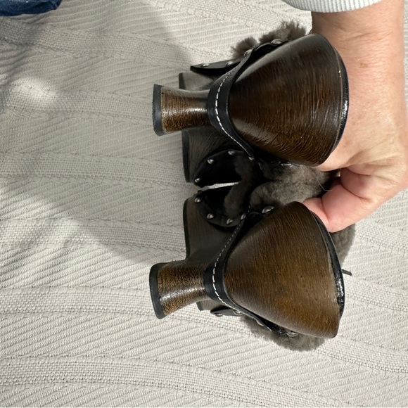 Salvatore Ferragamo dark brown leather studded mule clogs, size 8, wedge - Picture 11 of 15